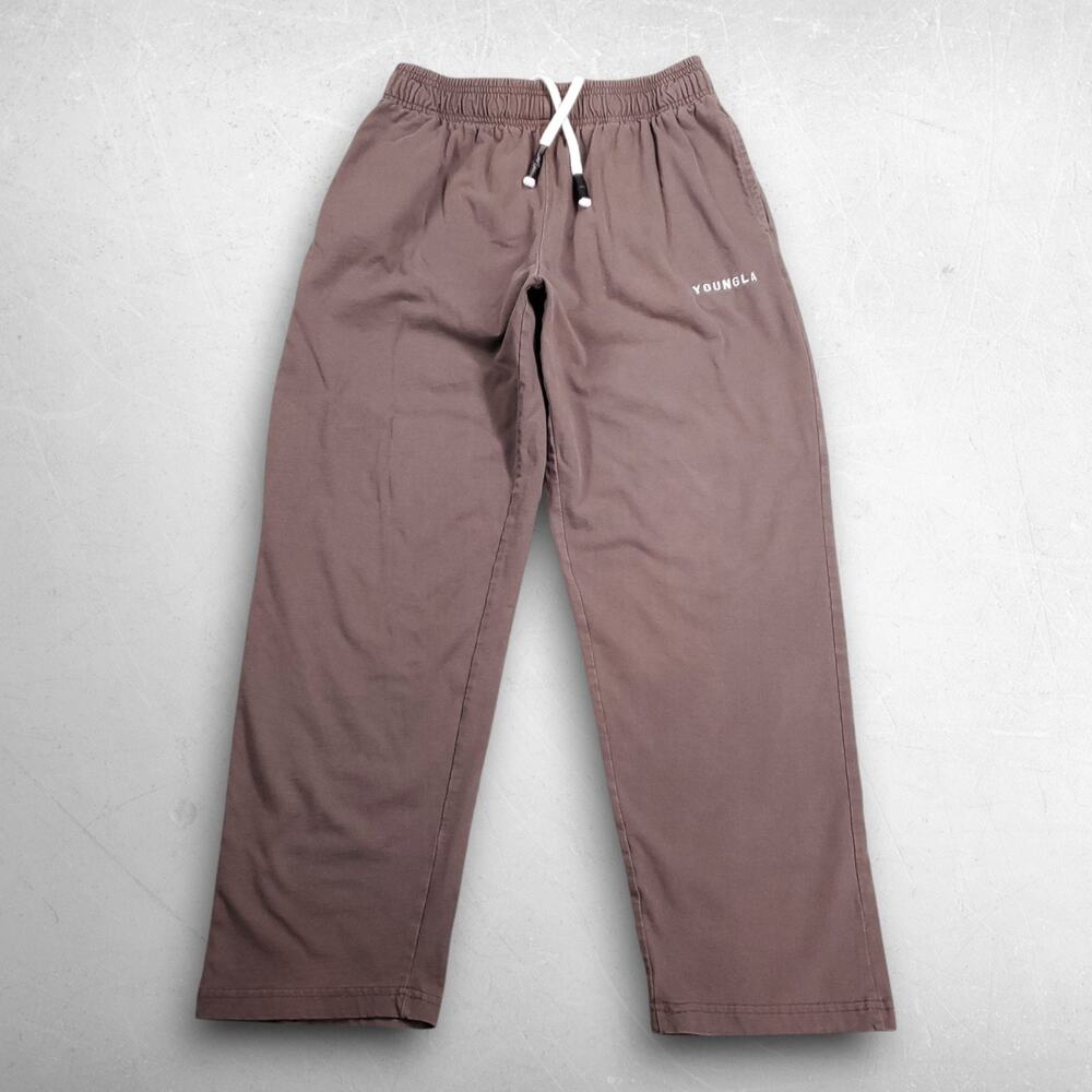 YoungLA Super Baggy Straight Leg Sweats M Brown YLA2852 Oversized Streetwear